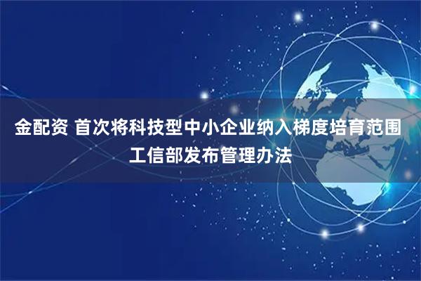 金配资 首次将科技型中小企业纳入梯度培育范围 工信部发布管理办法